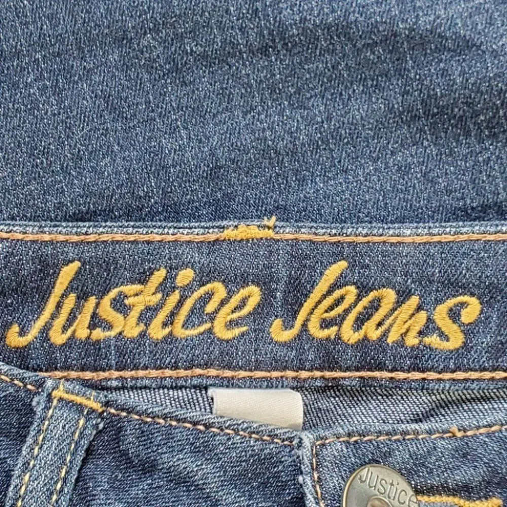 Justice Girls Medium Wash Whiskering Fading Denim Jeans Size 12S